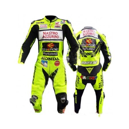 Nastro Azzurro Honda Motorcycle MotoGP Valentino Rossi Leather Suit